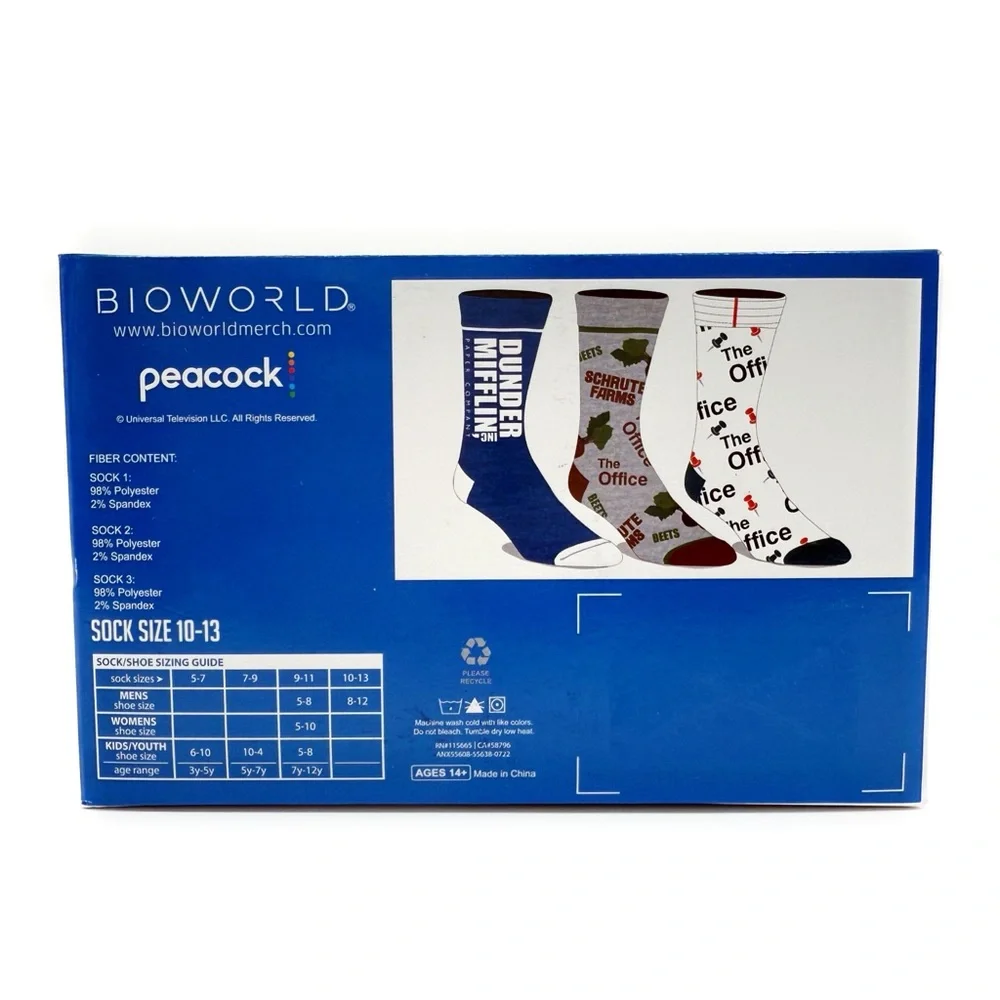 The Office Crew Socks Gift Set Schrute Farms Dunder Mifflin Gift Set 2000s Y2K